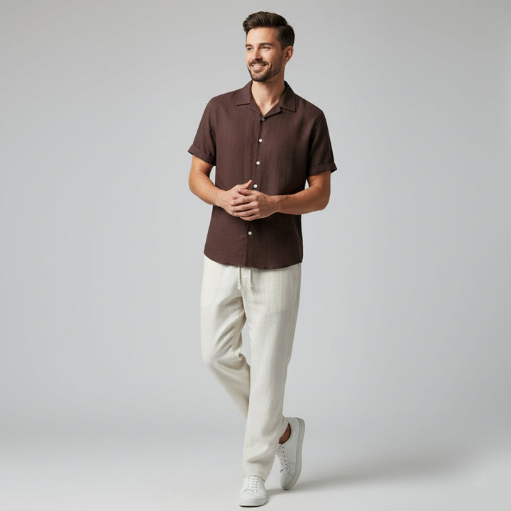 Set Estivo Uomo Pantaloni in Lino Stile Classico