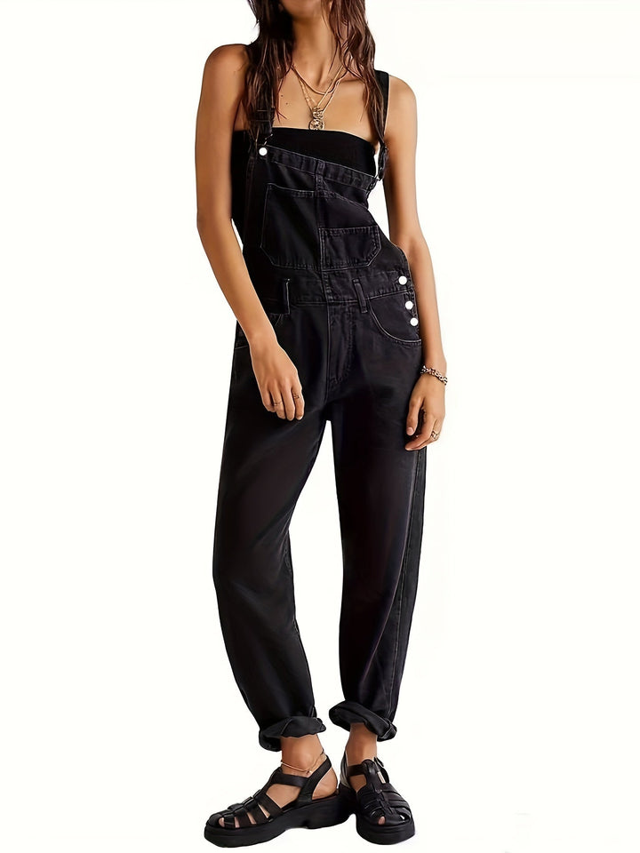 Tuta Salopette Donna in Denim Casual Vestibilità Comoda