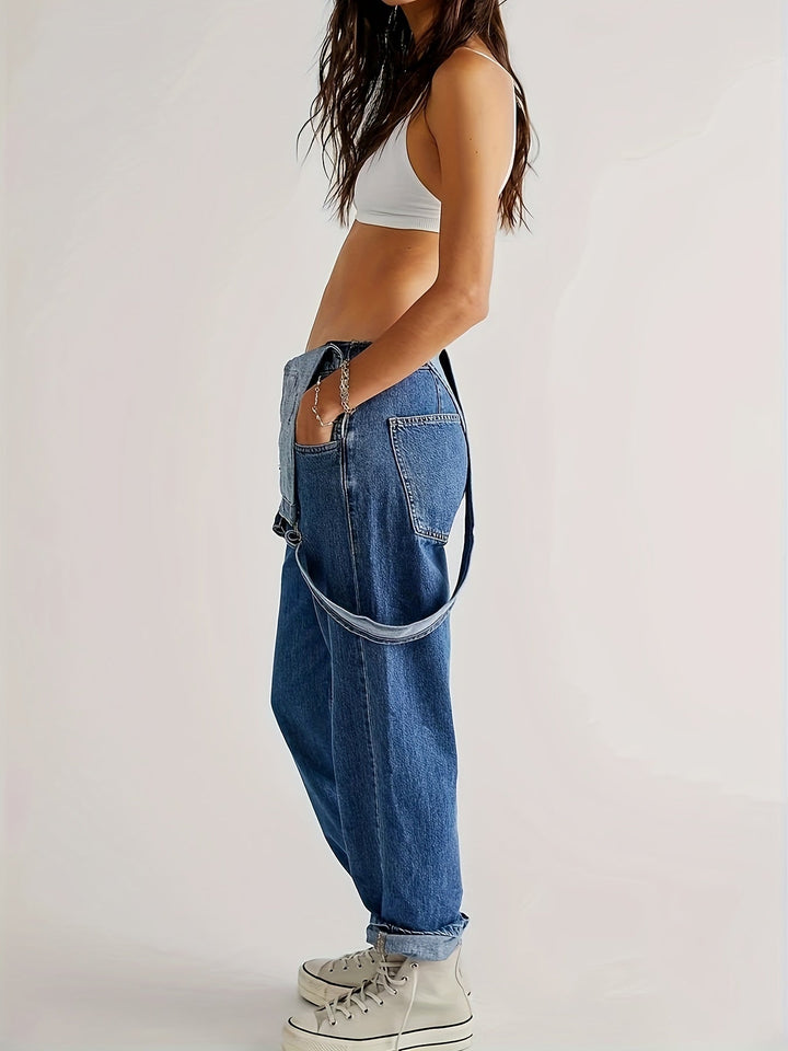 Tuta Salopette Donna in Denim Casual Vestibilità Comoda