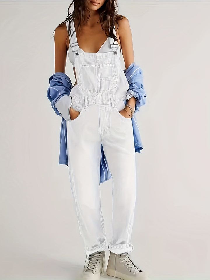 Tuta Salopette Donna in Denim Casual Vestibilità Comoda