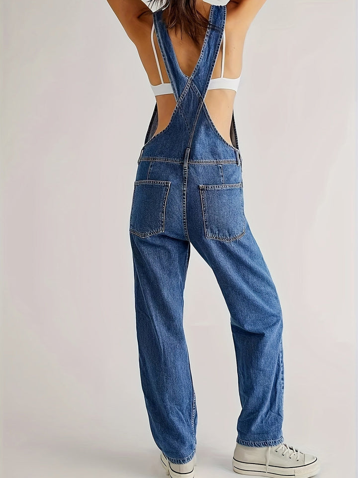 Tuta Salopette Donna in Denim Casual Vestibilità Comoda