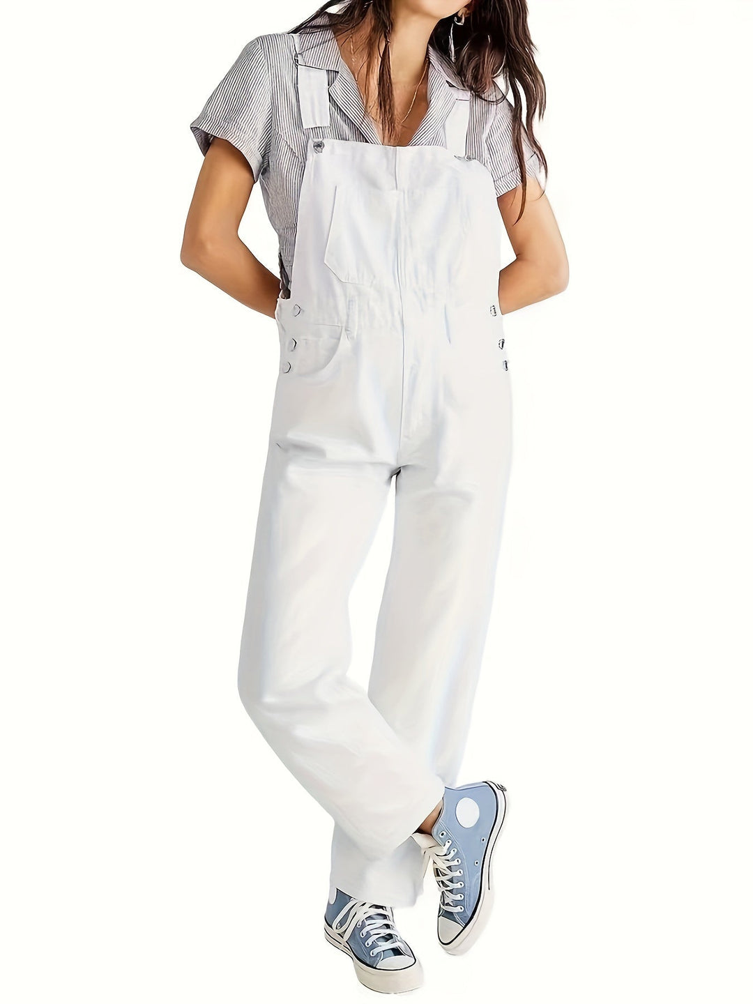 Tuta Salopette Donna in Denim Casual Vestibilità Comoda