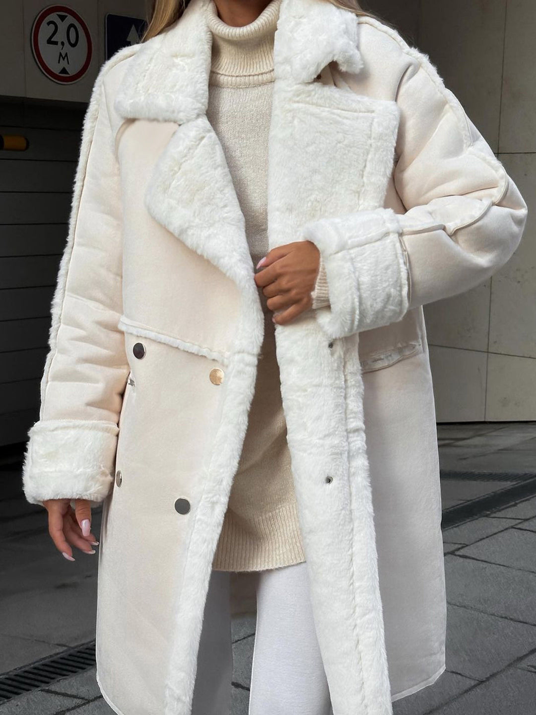 Cappotto Lungo Donna in Pelliccia Sintetica Oversize Invernale