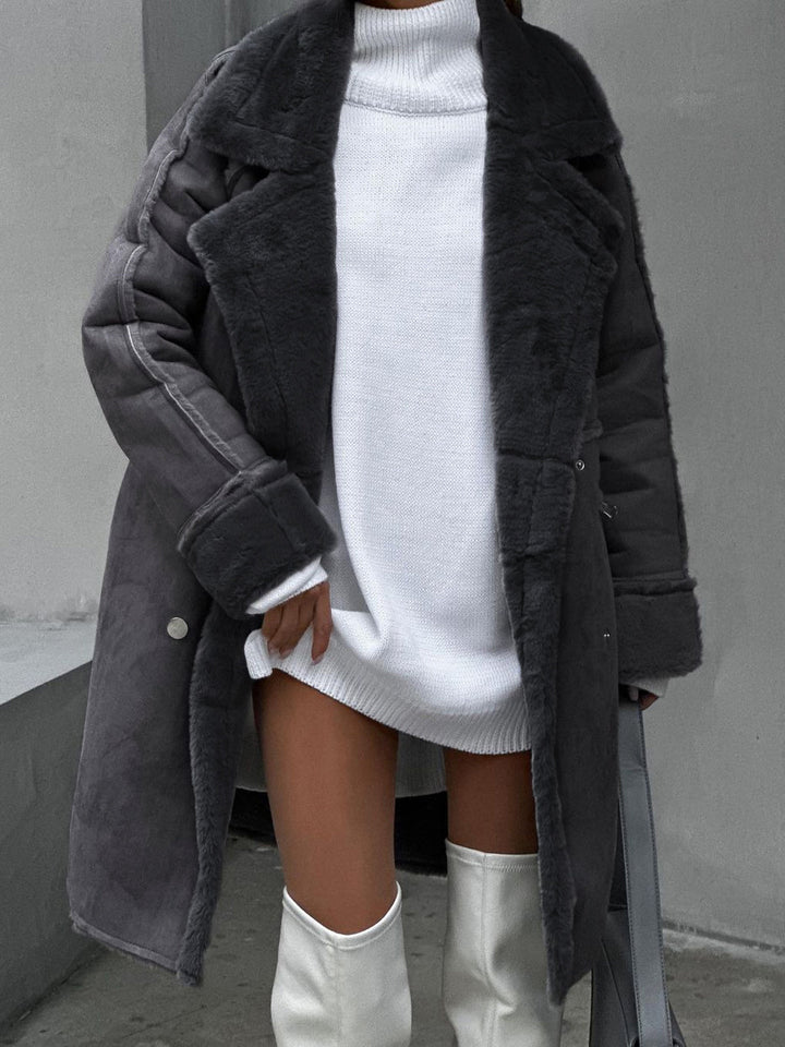 Cappotto Lungo Donna in Pelliccia Sintetica Oversize Invernale