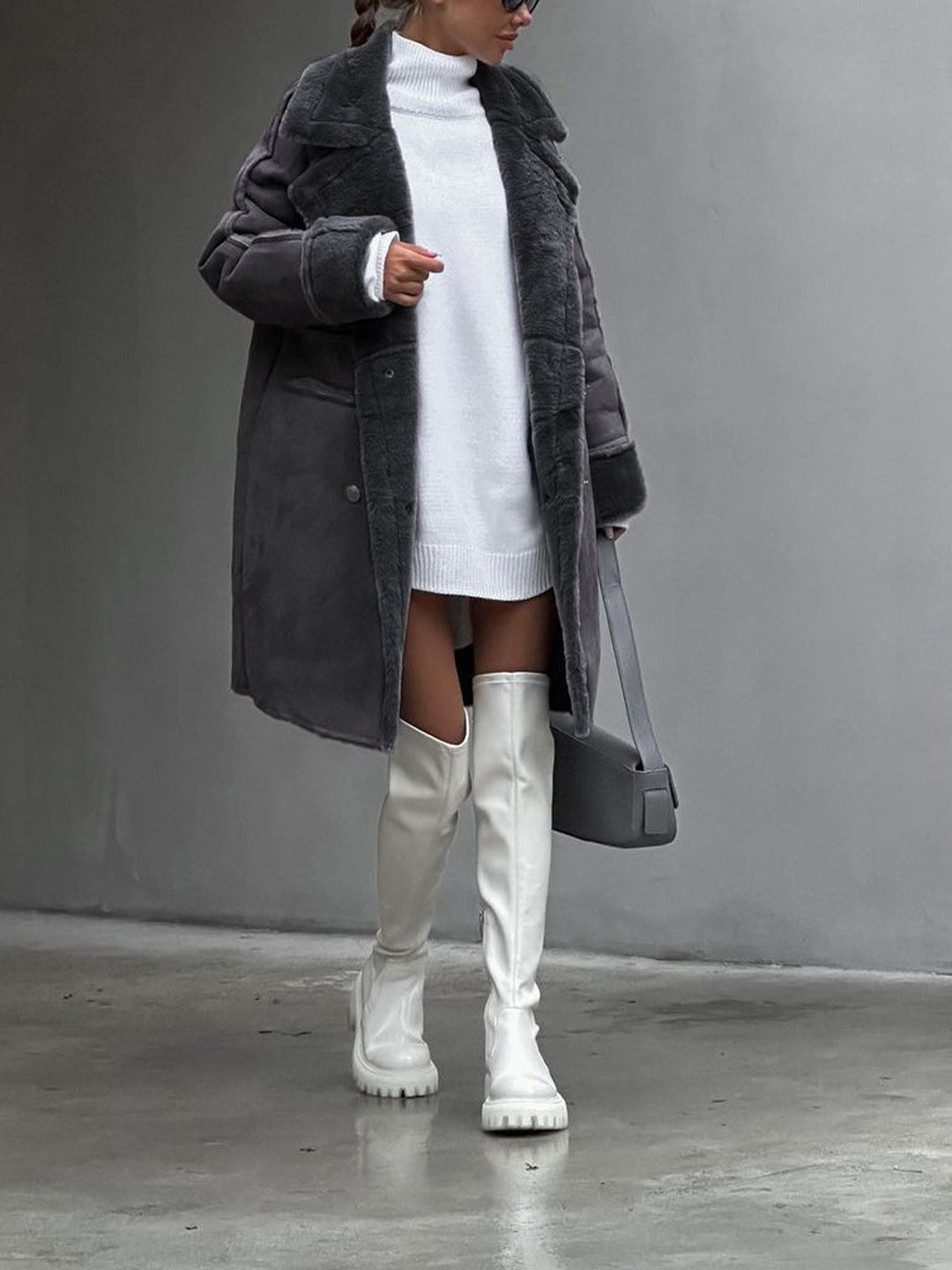 Cappotto Lungo Donna in Pelliccia Sintetica Oversize Invernale
