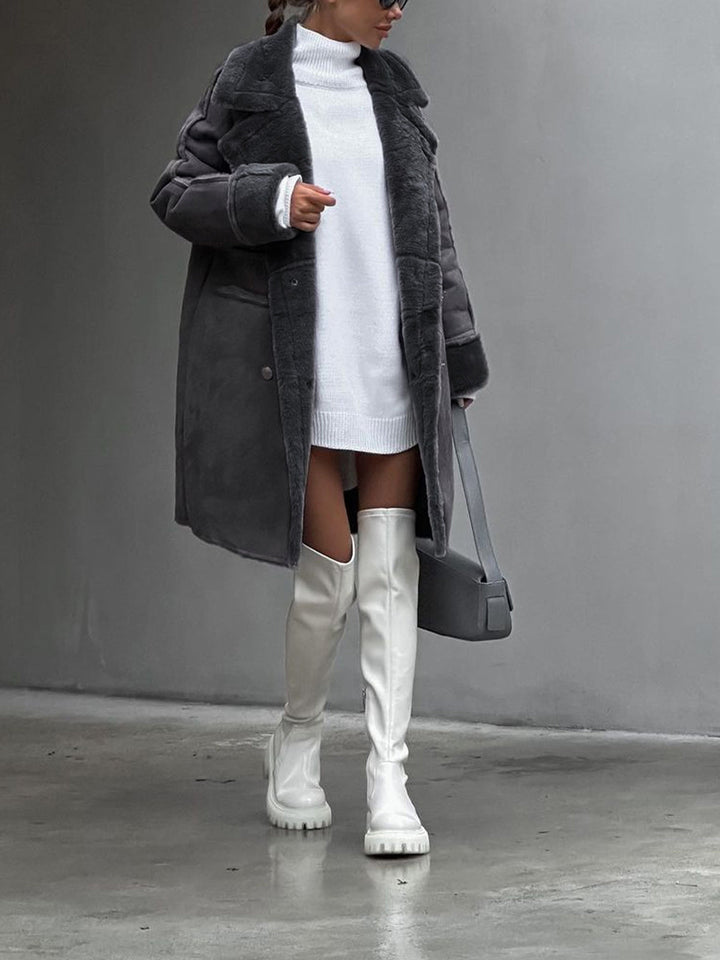 Cappotto Lungo Donna in Pelliccia Sintetica Oversize Invernale