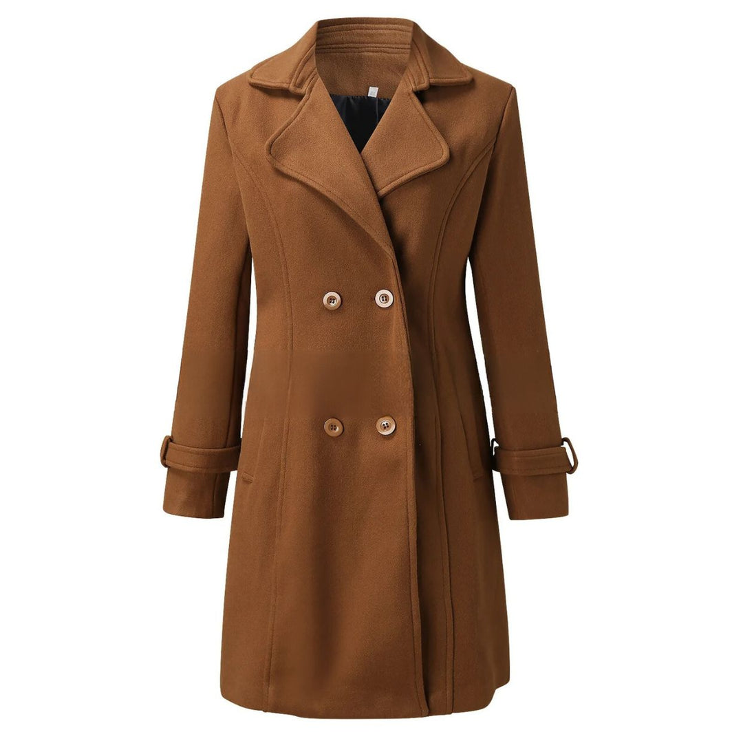 Cappotto Lungo Donna in Tessuto con Colletto Rovescio