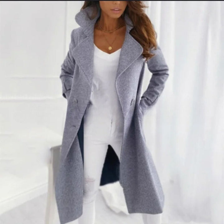 Cappotto Lungo Donna in Tessuto con Colletto Rovescio