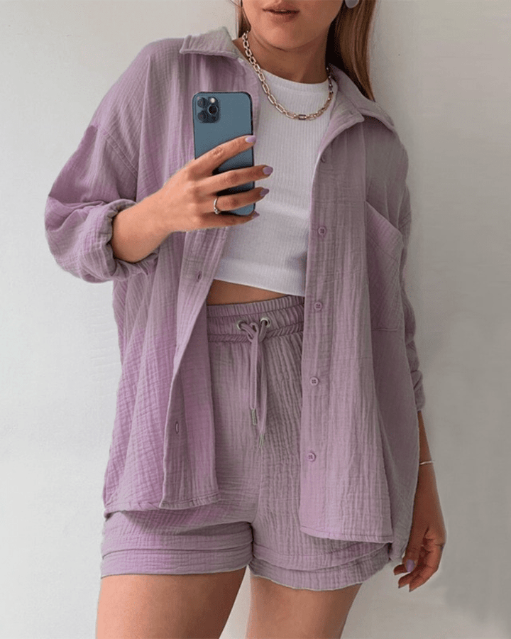 Set Due Pezzi Donna Leggero Estivo Stile Raffinato