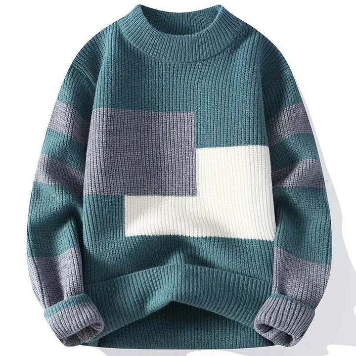 Maglione Uomo Tessuto Spesso Manica Lunga Scollo Rotondo Casual