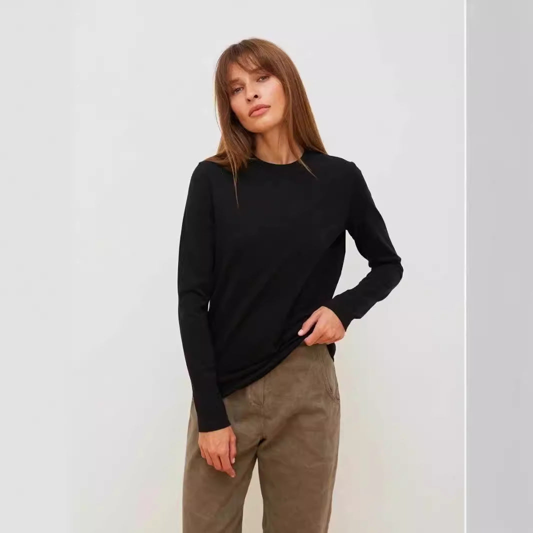 T-shirt Donna Maniche Lunghe Cotone Casual Slim Fit - Vesarelli