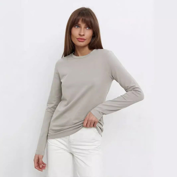 T-shirt Donna Maniche Lunghe Cotone Casual Slim Fit - Vesarelli
