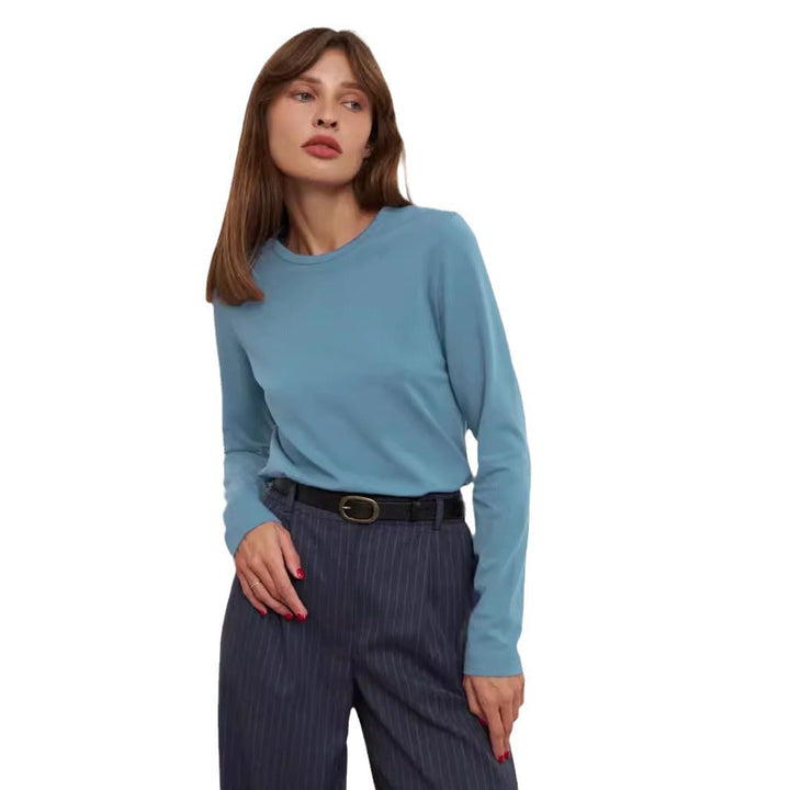 T-shirt Donna Maniche Lunghe Cotone Casual Slim Fit - Vesarelli