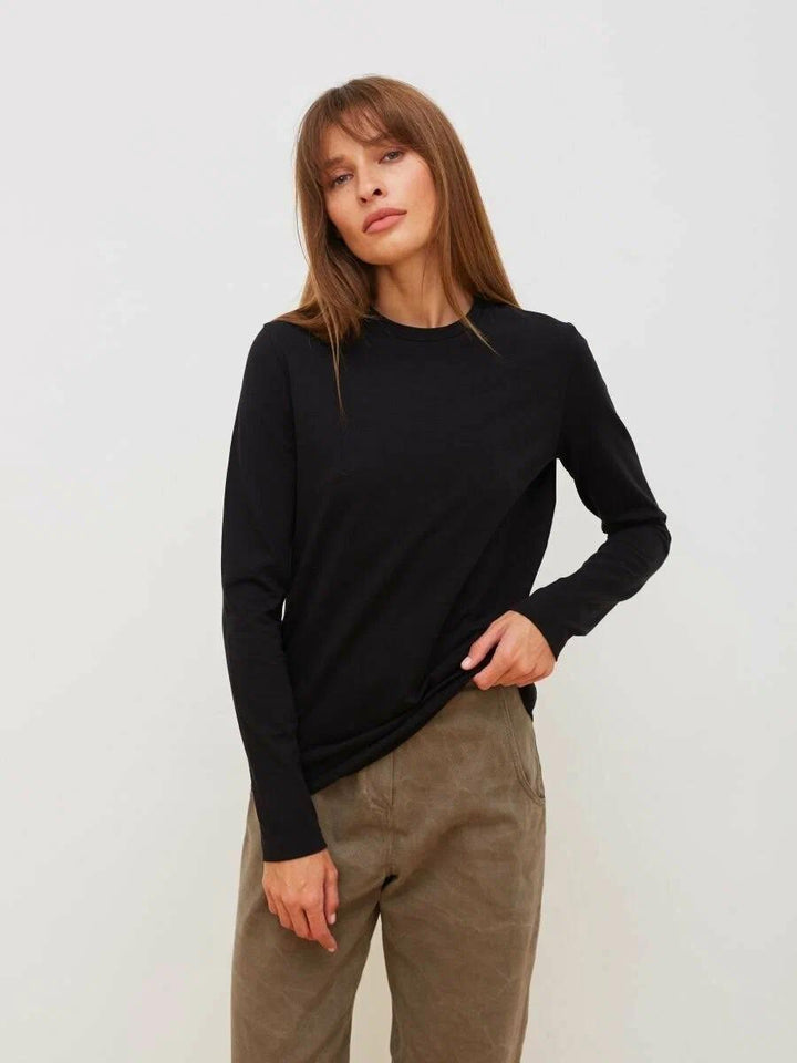 T-shirt Donna Maniche Lunghe Cotone Casual Slim Fit - Vesarelli