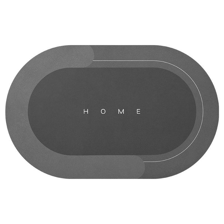 Tappeto ovale grigio scuro con scritta "HOME", design moderno, antiscivolo, ideale per ingresso o soggiorno, decorazione casa elegante.
