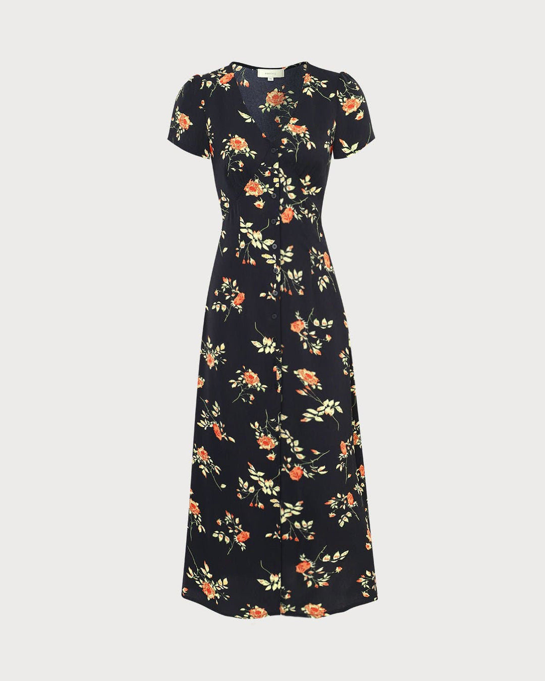 Abito Midi Donna Floreale Scollo a V Manica Corta