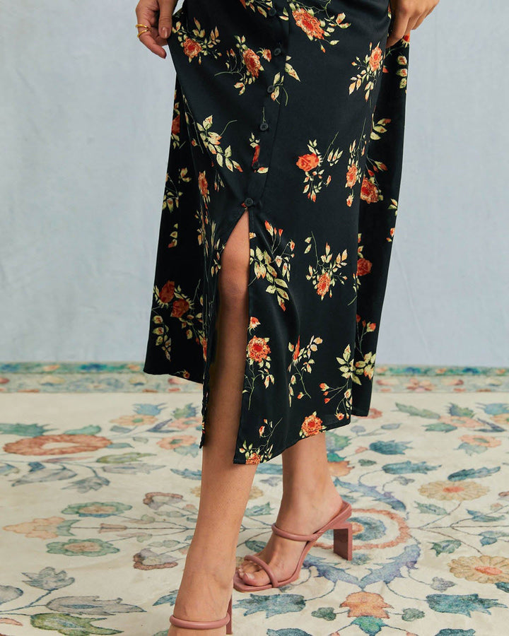 Abito Midi Donna Floreale Scollo a V Manica Corta