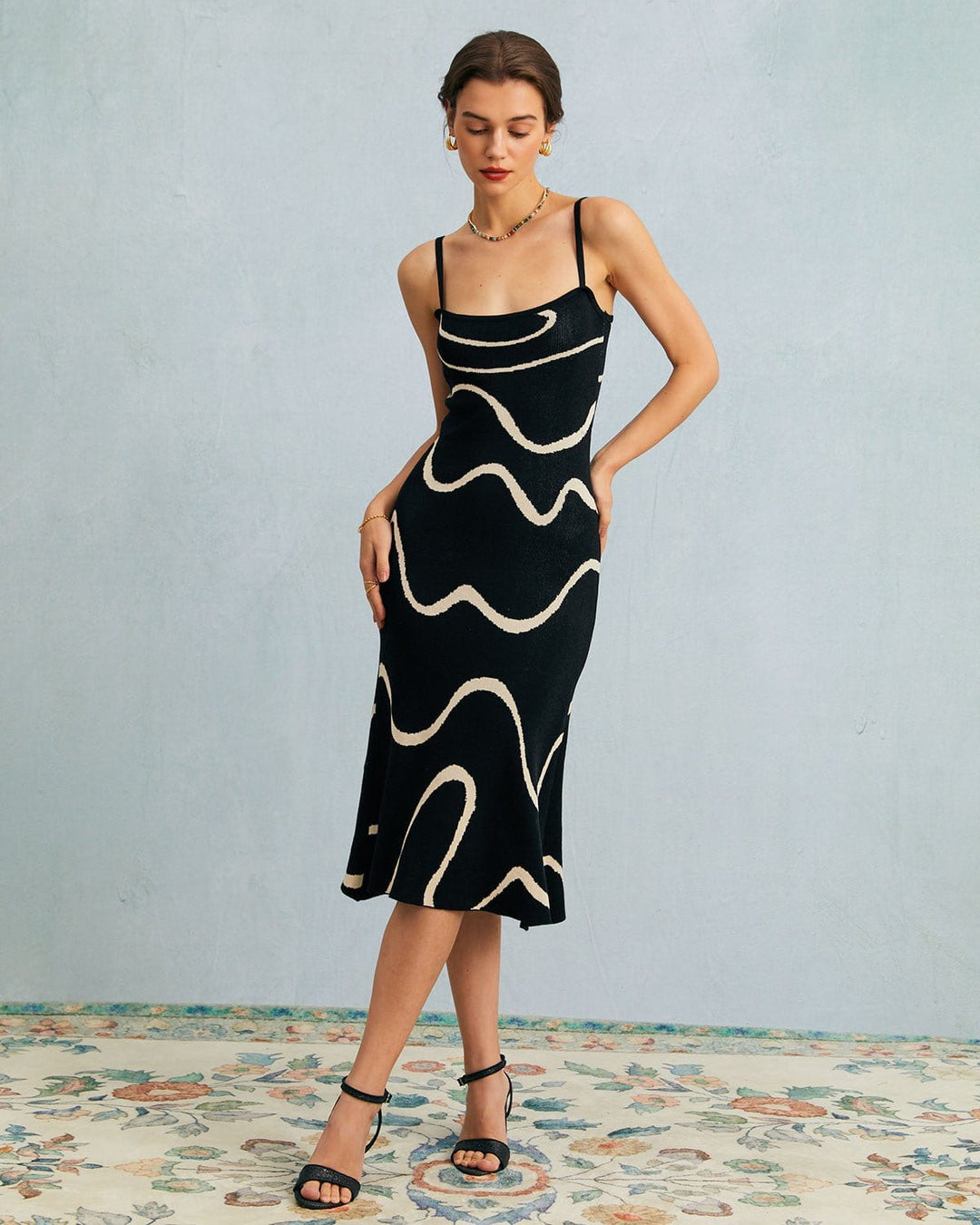 Abito Midi Donna in Maglia Orlo a Sirena