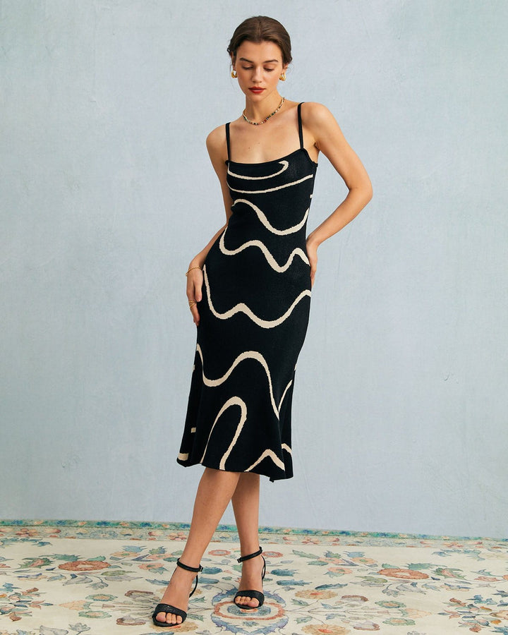 Abito Midi Donna in Maglia Orlo a Sirena