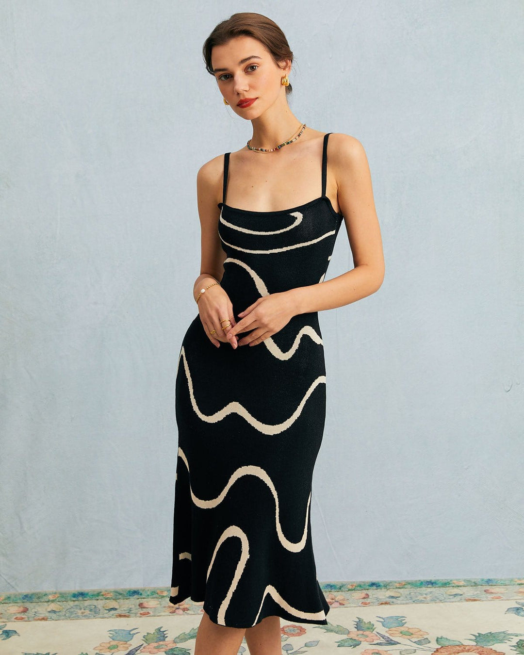 Abito Midi Donna in Maglia Orlo a Sirena