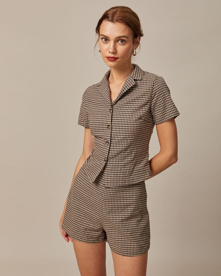 Blusa Donna in Cotone Colletto Classico Manica Corta