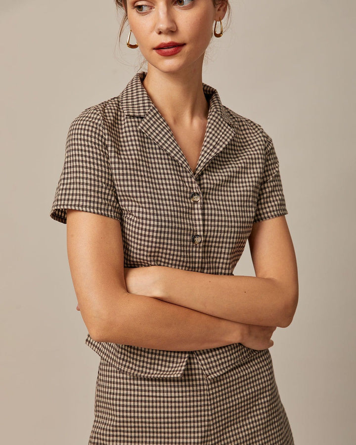 Blusa Donna in Cotone Colletto Classico Manica Corta