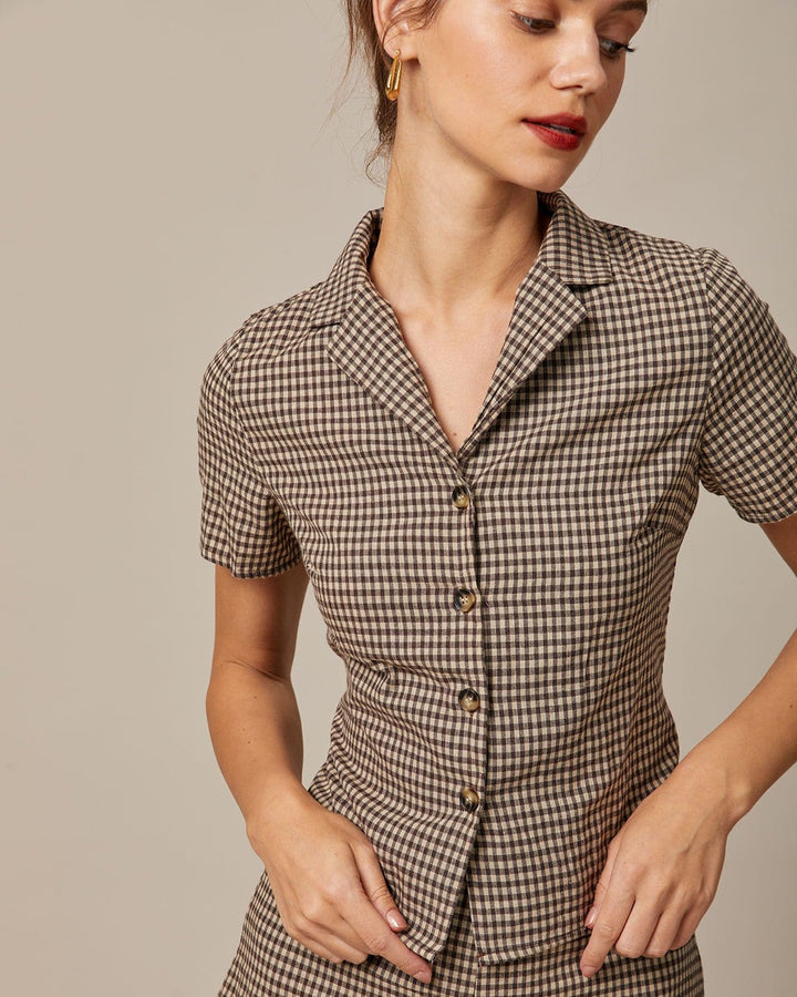 Blusa Donna in Cotone Colletto Classico Manica Corta