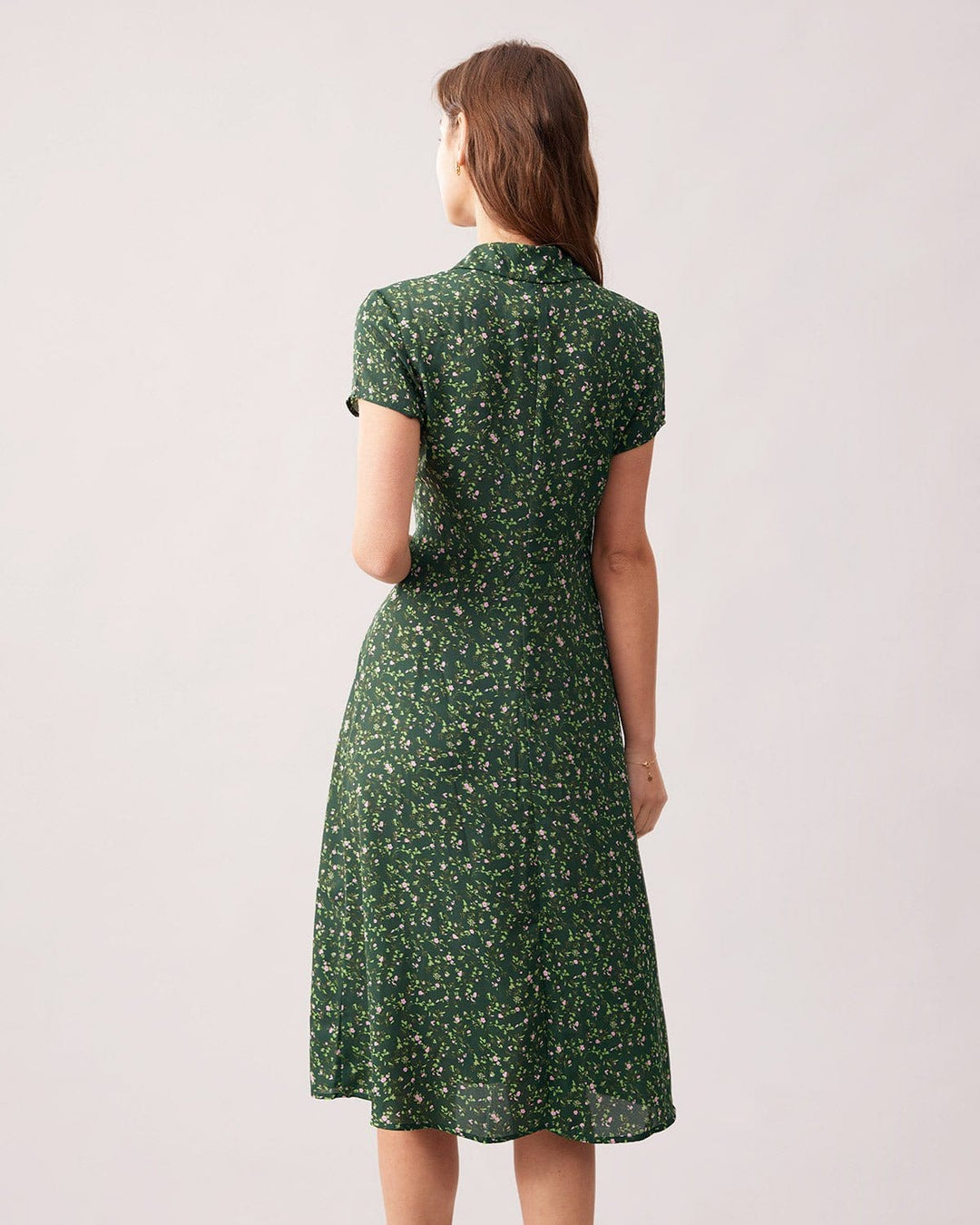 Abito Midi Donna Floreale Colletto Maniche Corte