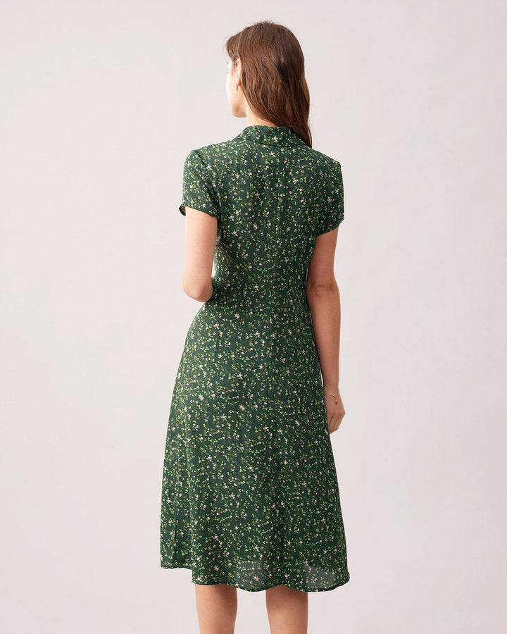 Abito Midi Donna Floreale Colletto Maniche Corte