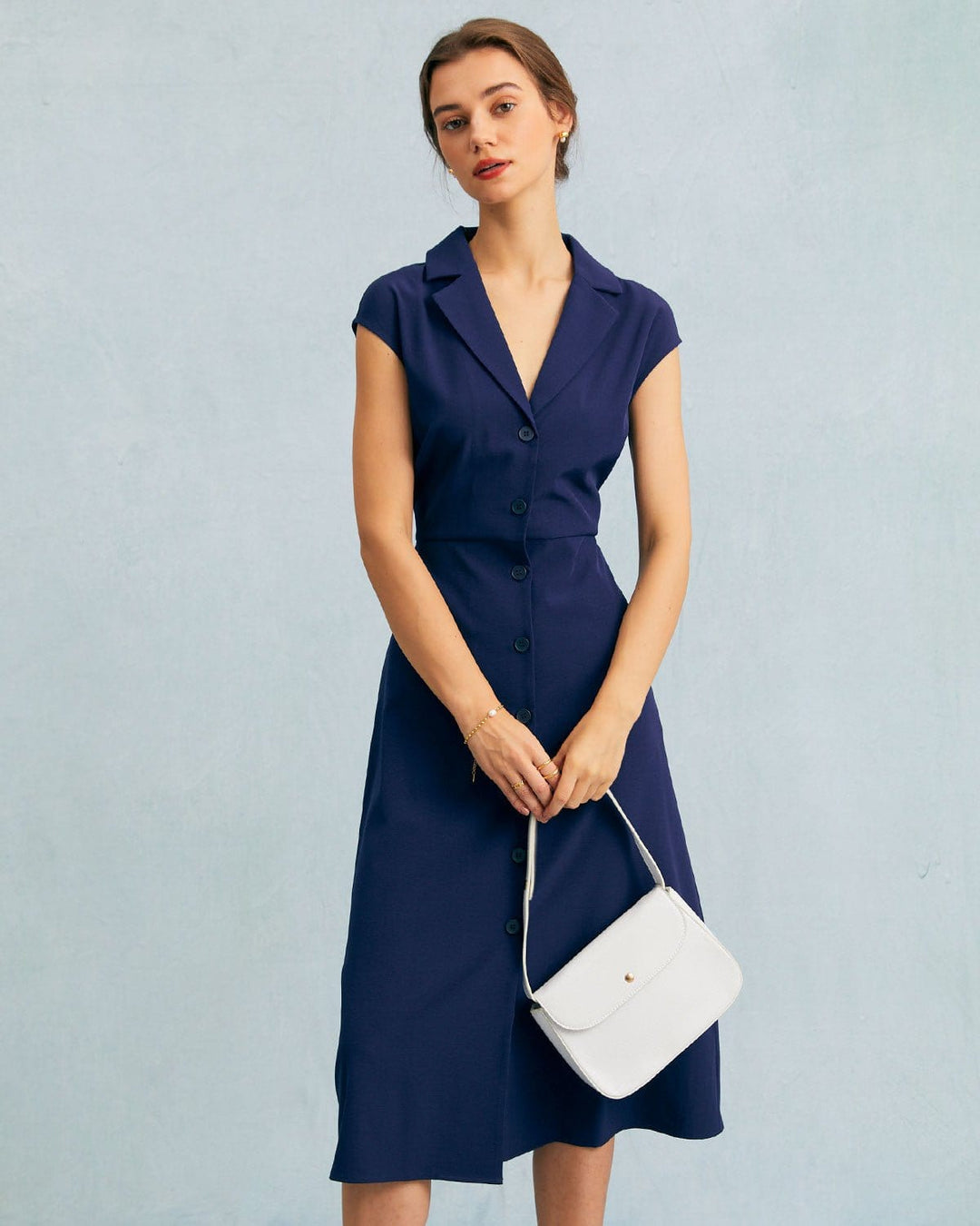 Abito Midi Donna Elegante Vestibilità Regolare