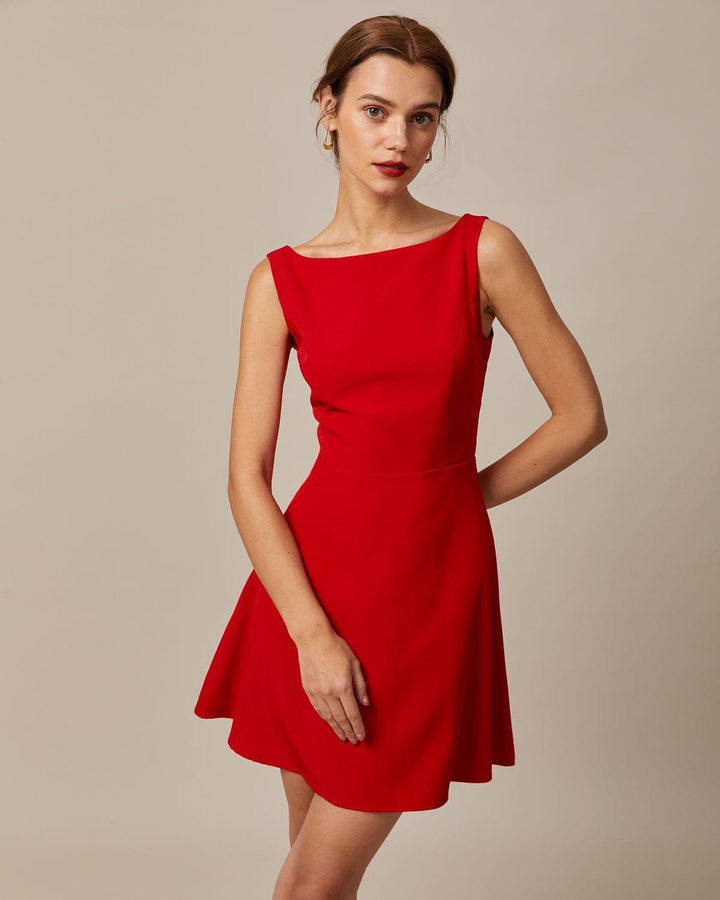 Abito Mini Donna Scollo Barca Elegante