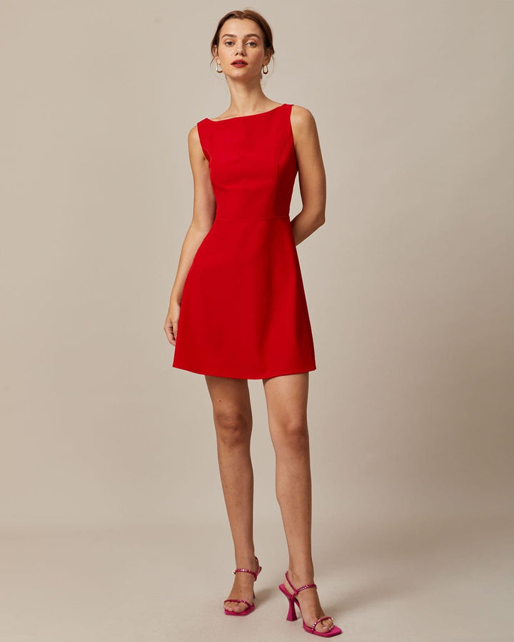 Abito Mini Donna Scollo Barca Elegante