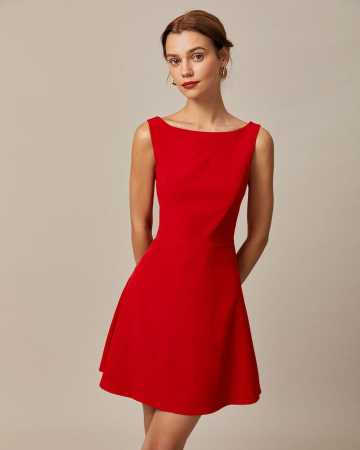 Abito Mini Donna Scollo Barca Elegante