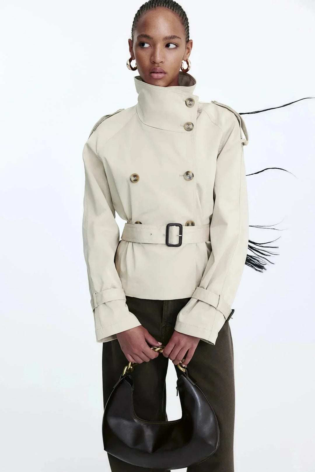 Trench Coat Donna Collo Alto Cintura Annodata - Vesarelli