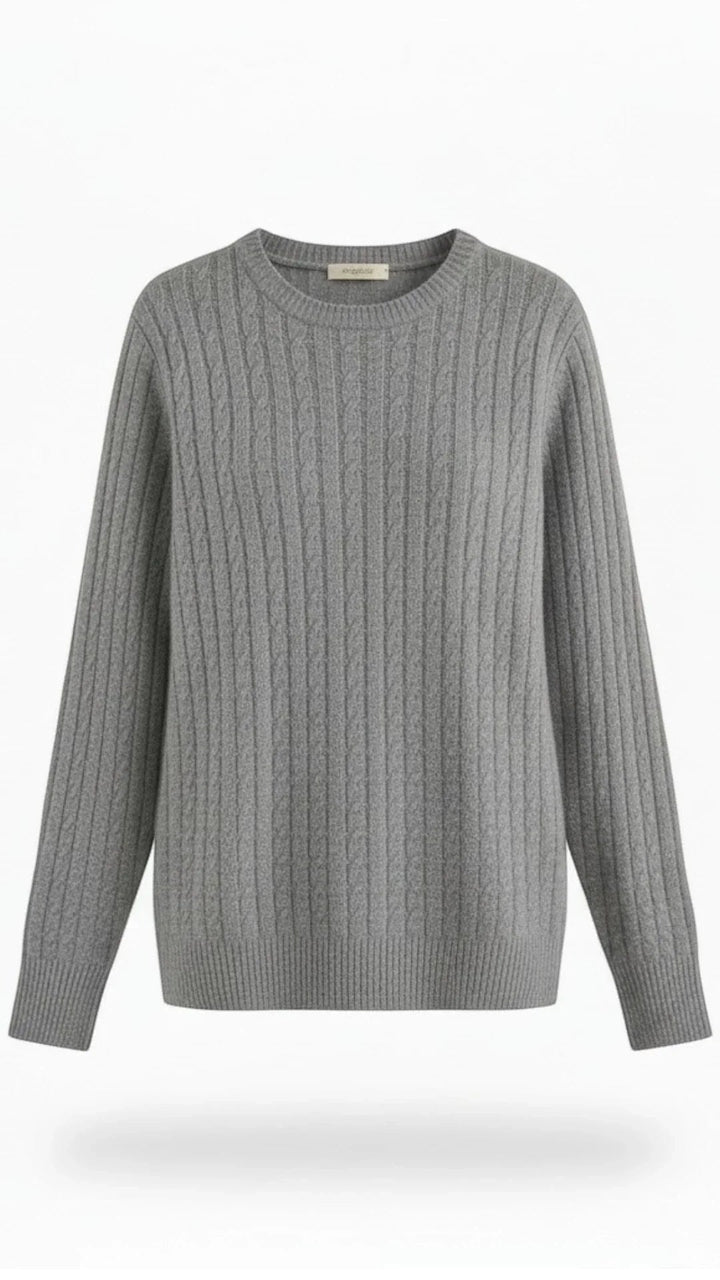 Maglione Uomo Lana Collo Giro Maniche Lunghe Trecce