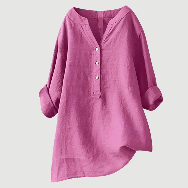 Camicia Donna Cotone Leggera Taglio Rilassato Manica Lunga Ampia
