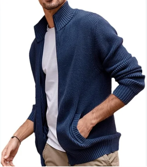 Giacca Maglione Uomo in Maglia Leggera con Zip Autunnale - Vesarelli
