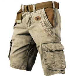 Pantaloncini Cargo Uomo Tessuto Resistente Taglio Classico
