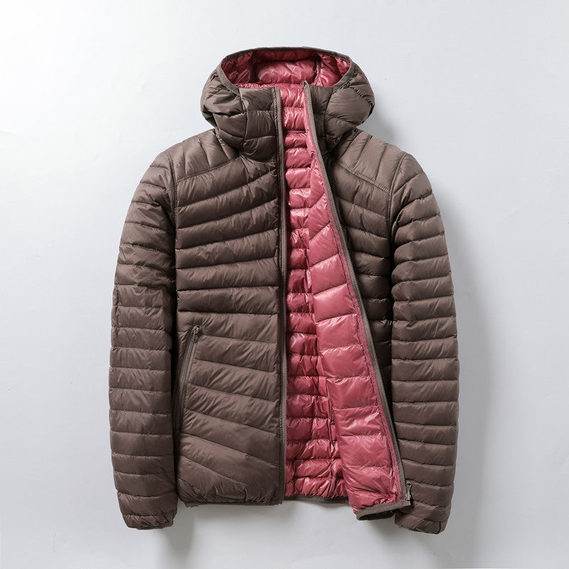 Piumino Donna Poliestere Bifacciale Ultraleggero con Cappuccio - Vesarelli