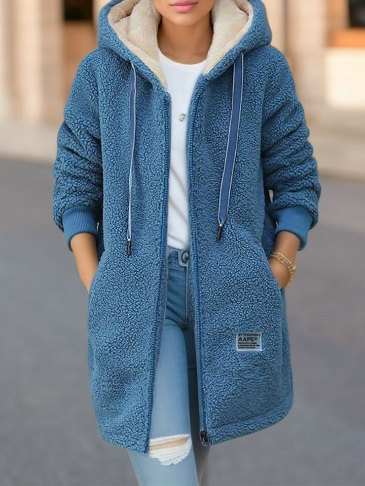 Giacca Donna in Pile con Cappuccio Stile Elegante Invernale