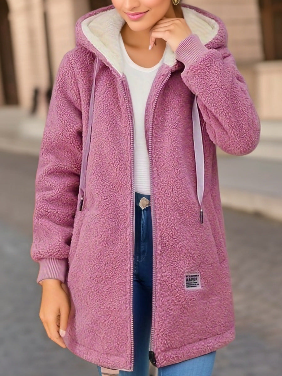 Giacca Donna in Pile con Cappuccio Stile Elegante Invernale