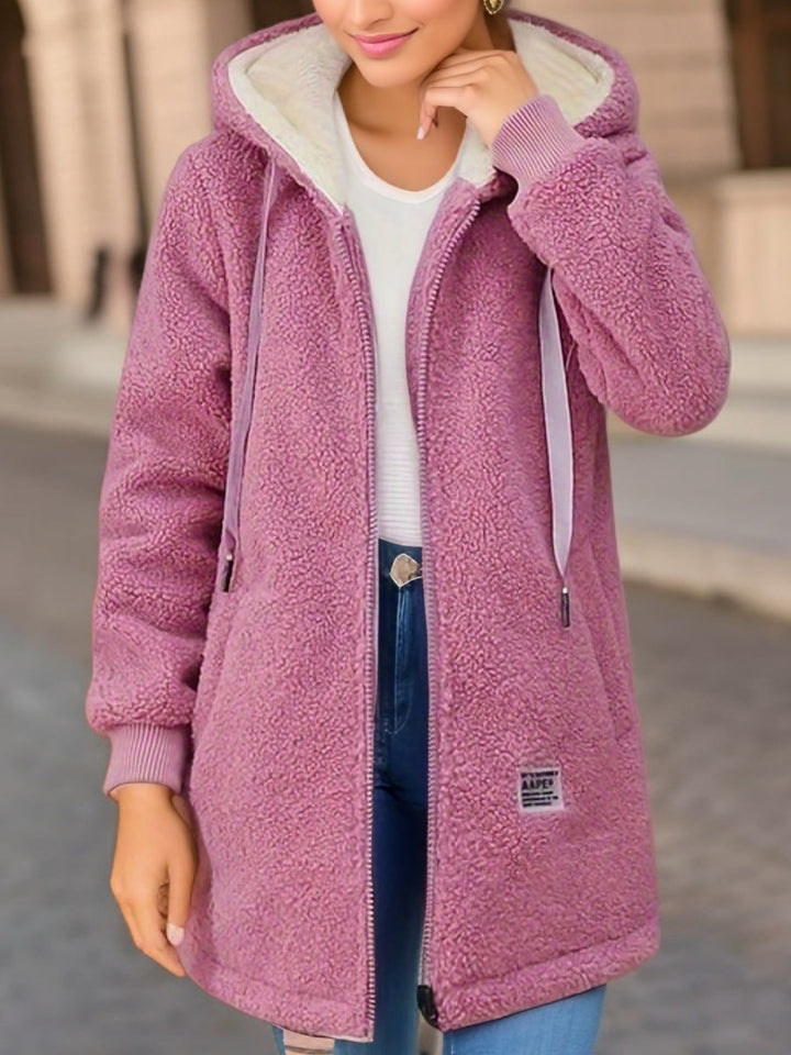 Giacca Donna in Pile con Cappuccio Stile Elegante Invernale