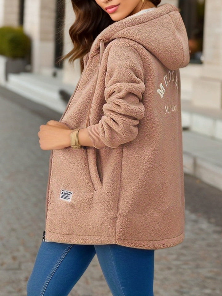 Giacca Donna in Pile con Cappuccio Stile Elegante Invernale