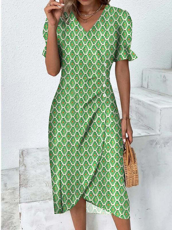 Abito Midi Donna Cotone Bottoni Stile Casual Estivo