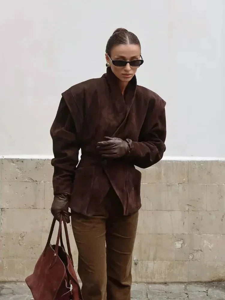 Blazer Donna in Ecopelle Scamosciata Vestibilità Classica - Vesarelli