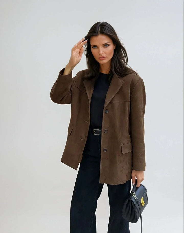 Blazer Donna in Scamosciato con Tasche Regular Fit - Vesarelli