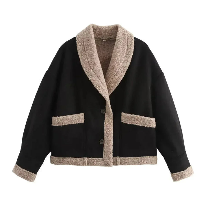 Veste d'hiver femme en imitation suède verte, avec doublure chaude et coupe classique, adaptée pour les jours froids.