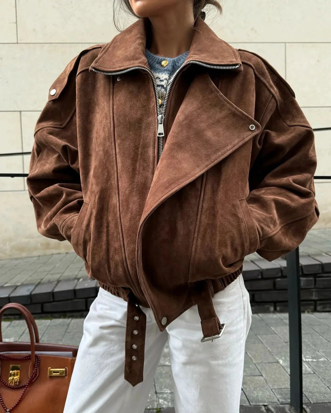 Giacca Donna Oversize con Zip e Collo - Vesarelli