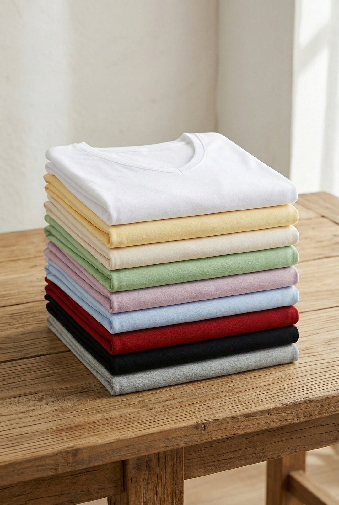 T-shirt Donna Cotone e Seta Scollo a V Manica Corta