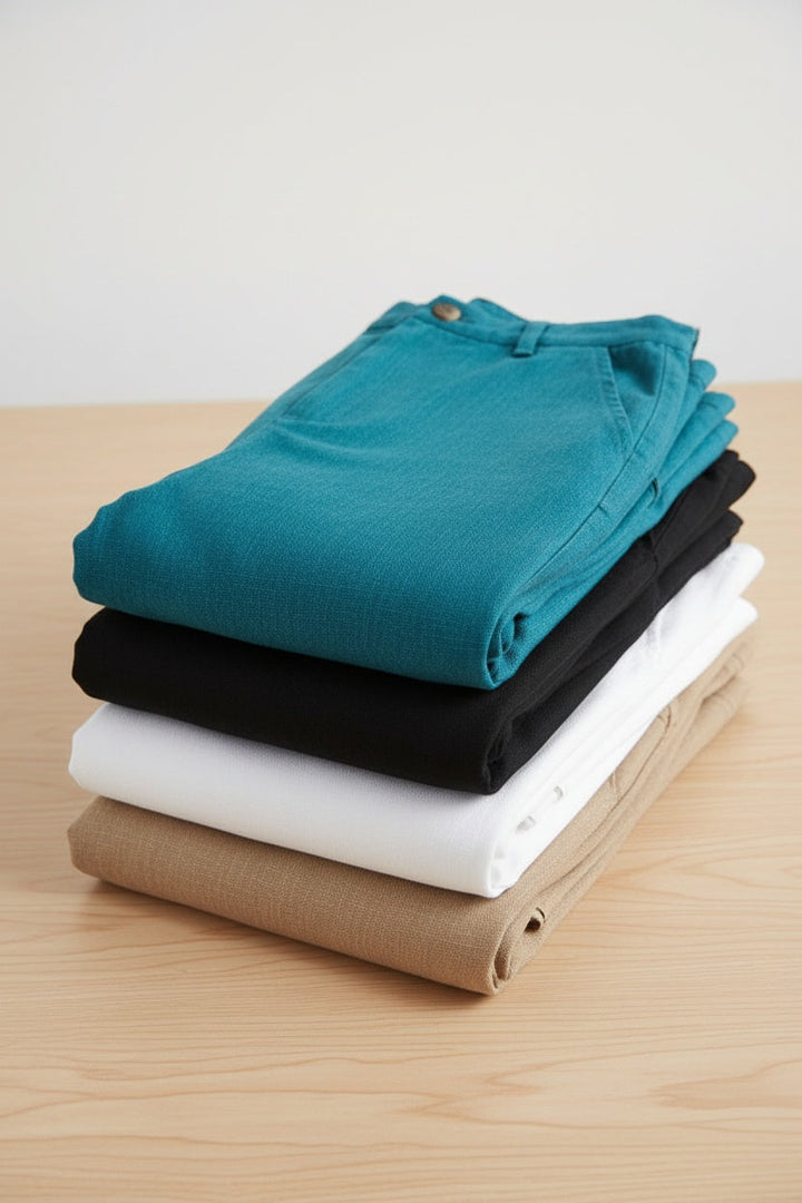Pantaloni Lino Uomo Vita Elastica Vestibilità Ampia